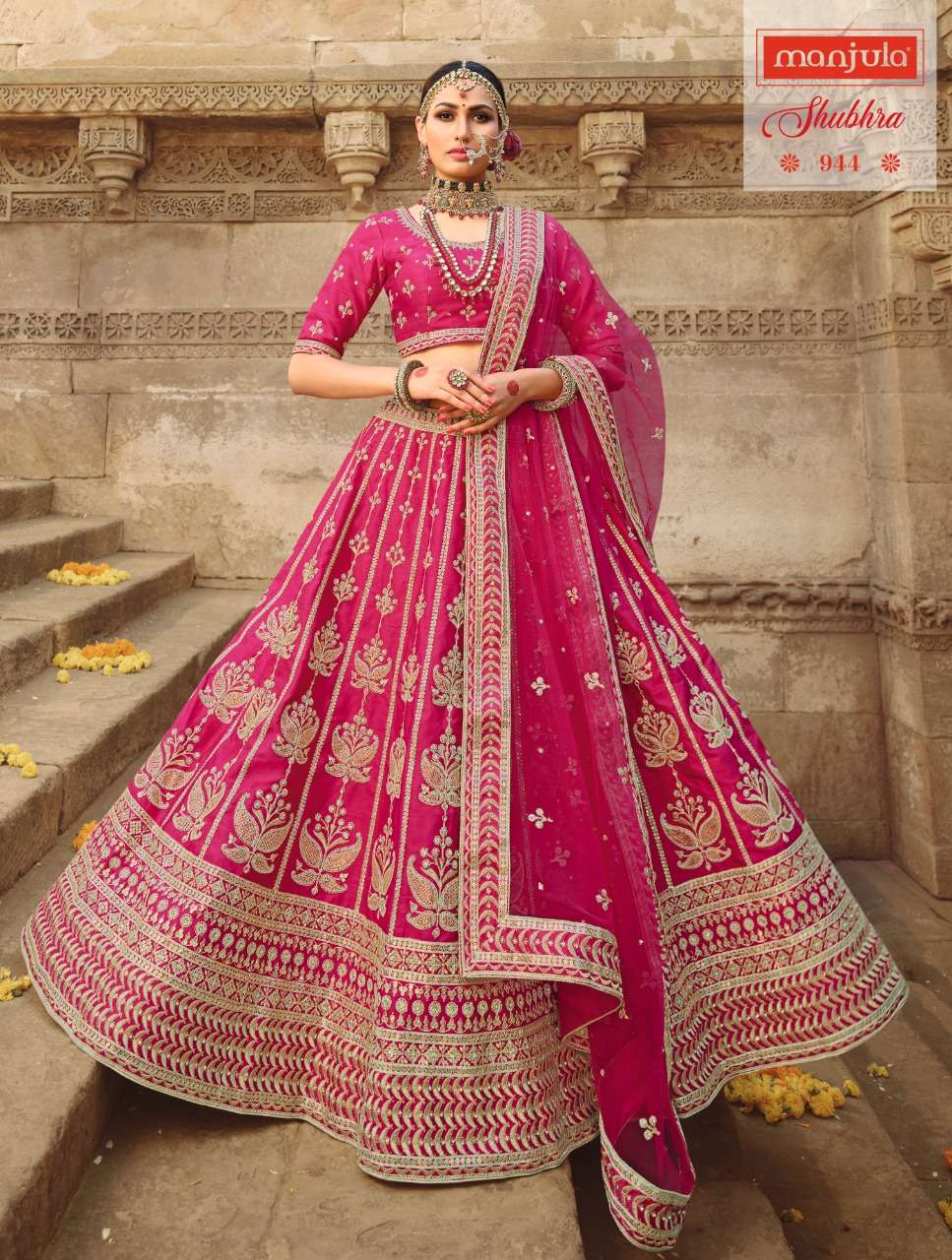 SHUBHRA BY MANJULA DESIGNER BEAUTIFUL NAVRATRI COLLECTION OCCASIONAL WEAR & PARTY WEAR SILK LEHENGAS AT WHOLESALE PRICE