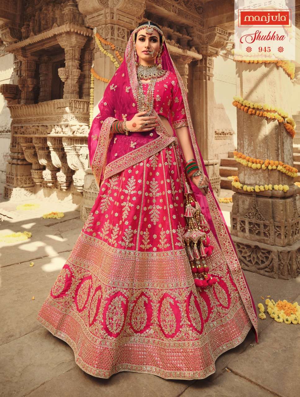 SHUBHRA BY MANJULA DESIGNER BEAUTIFUL NAVRATRI COLLECTION OCCASIONAL WEAR & PARTY WEAR SILK LEHENGAS AT WHOLESALE PRICE