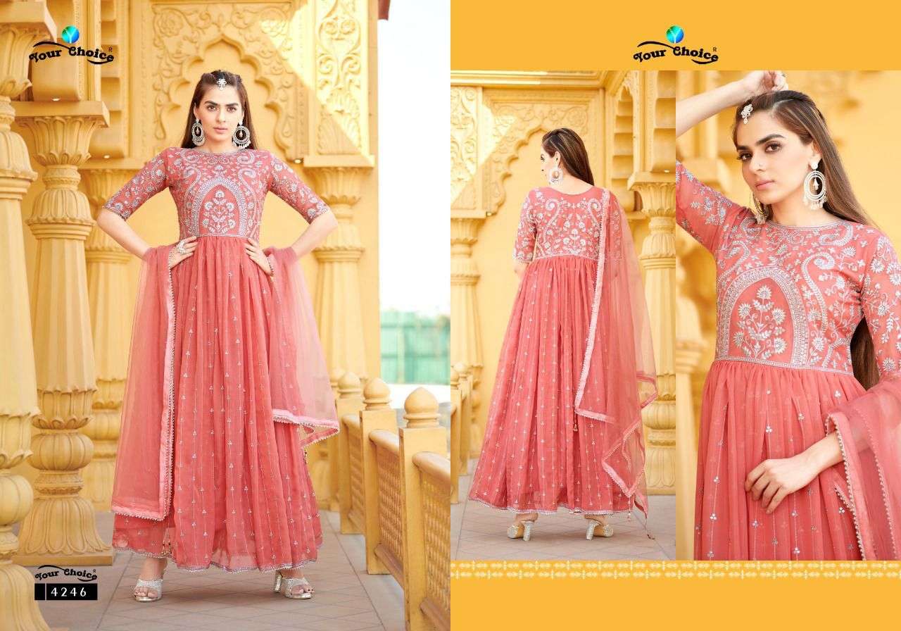 West Side By Your Choice 4243 To 4246 Series Beautiful Suits Colorful Stylish Fancy Casual Wear & Ethnic Wear Pure Georgette Dresses At Wholesale Price