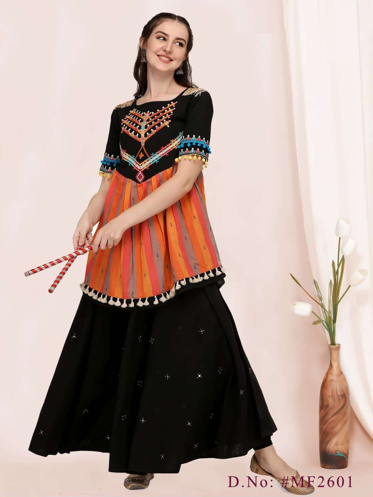 NAVRANG-2022 BY MESMORA 2600 TO 2607 SERIES DESIGNER STYLISH FANCY COLORFUL BEAUTIFUL PARTY WEAR & ETHNIC WEAR COLLECTION COTTON KURTIS WITH BOTTOM AT WHOLESALE PRICE