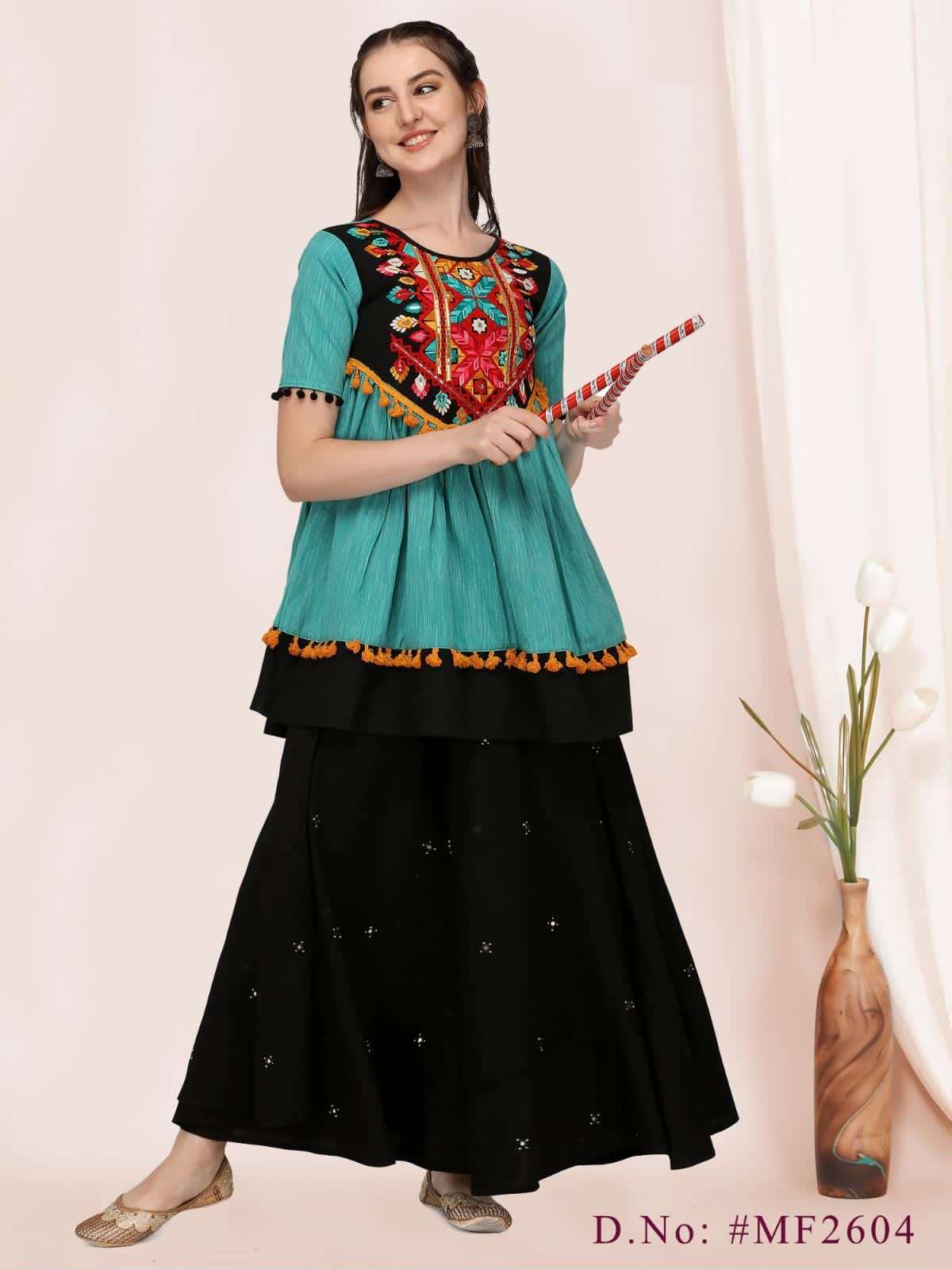 NAVRANG-2022 BY MESMORA 2600 TO 2607 SERIES DESIGNER STYLISH FANCY COLORFUL BEAUTIFUL PARTY WEAR & ETHNIC WEAR COLLECTION COTTON KURTIS WITH BOTTOM AT WHOLESALE PRICE