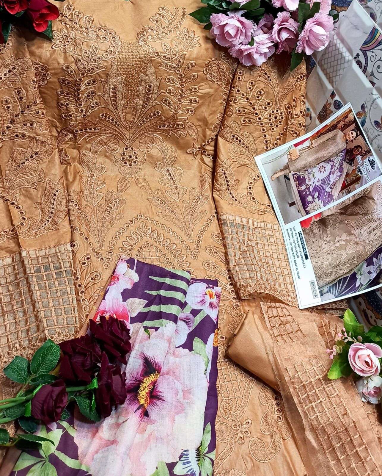 MUSHQ BY SANA MARYAM 111 TO 114 SERIES BEAUTIFUL PAKISTANI SUITS COLORFUL STYLISH FANCY CASUAL WEAR & ETHNIC WEAR COTTON EMBROIDERED DRESSES AT WHOLESALE PRICE