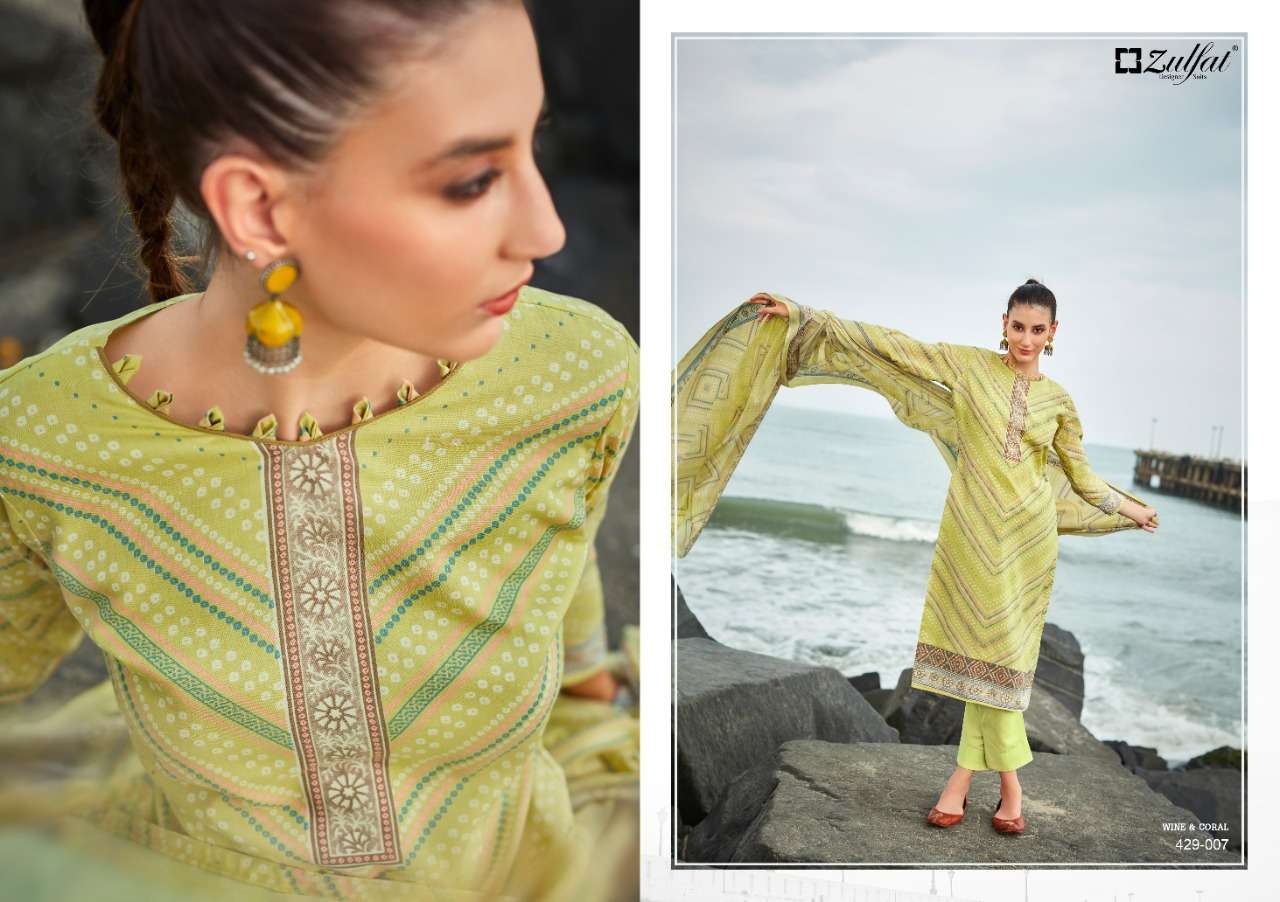 Vincee By Zulfat 429-001 To 429-010 Series Beautiful Suits Colorful Stylish Fancy Casual Wear & Ethnic Wear Pure Cotton Print Dresses At Wholesale Price