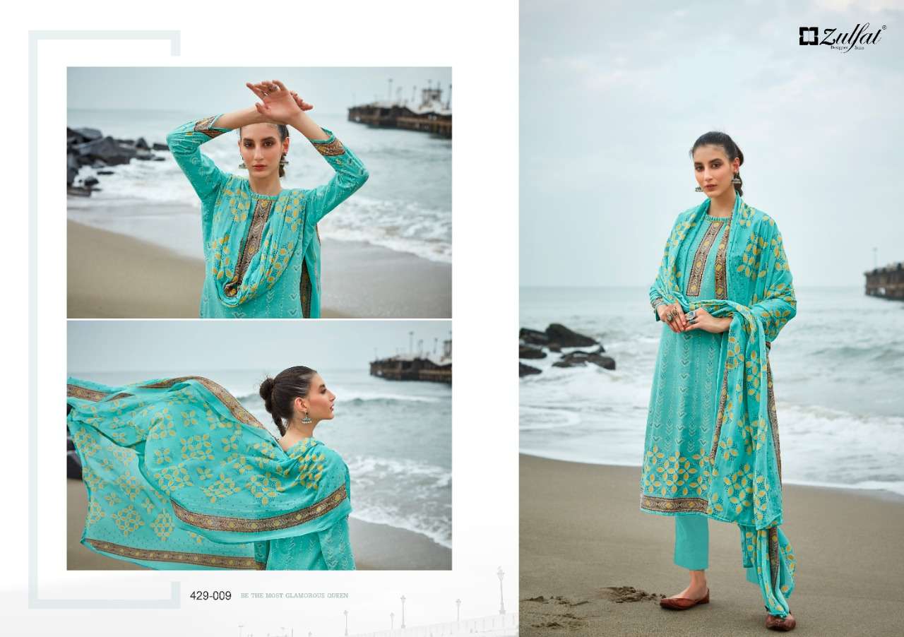 Vincee By Zulfat 429-001 To 429-010 Series Beautiful Suits Colorful Stylish Fancy Casual Wear & Ethnic Wear Pure Cotton Print Dresses At Wholesale Price