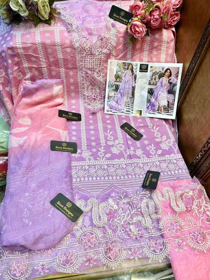 SHEHNAZ VOL-2 BY ZIAAZ DESIGNS 7773-B TO 7773-C SERIES DESIGNER PAKISTANI WEAR COLLECTION BEAUTIFUL STYLISH FANCY COLORFUL PARTY WEAR & OCCASIONAL WEAR COTTON EMBROIDERED DRESSES AT WHOLESALE PRICE