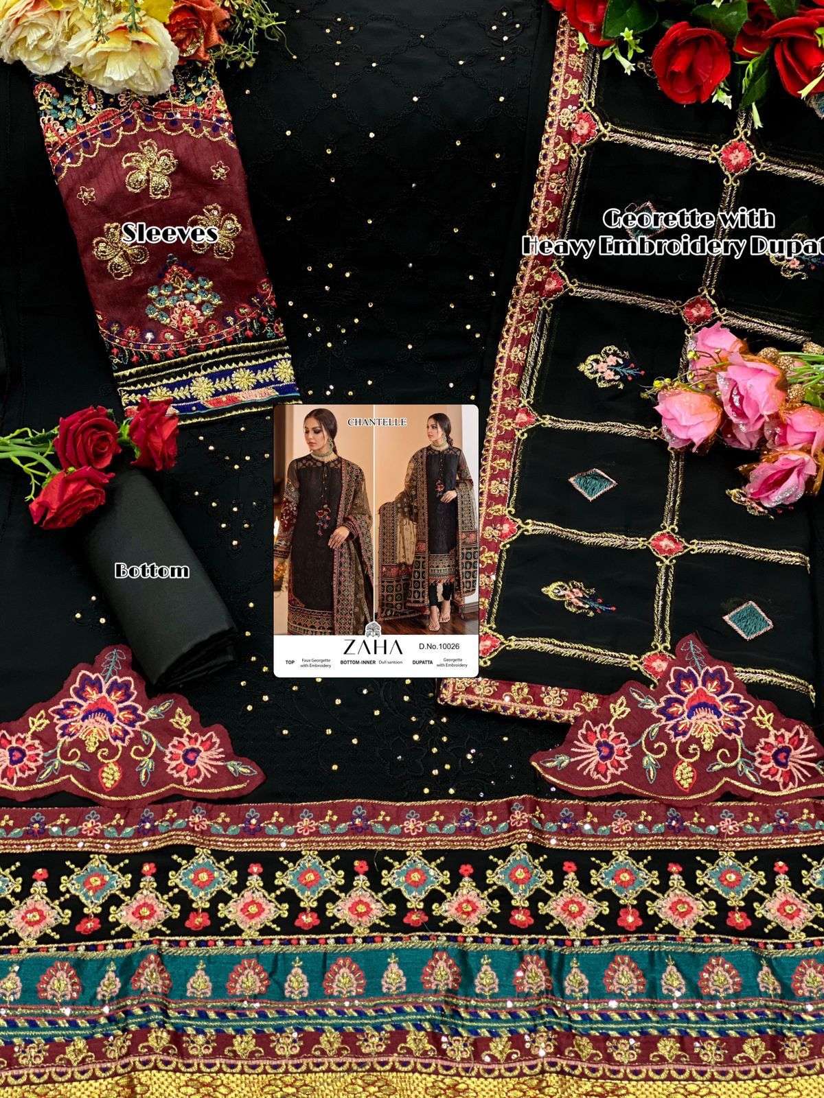 Zaha-10026 By Zaha Pakistani Suits Beautiful Fancy Colorful Stylish Party Wear & Occasional Wear Faux Georgette Embroidery Dresses At Wholesale Price