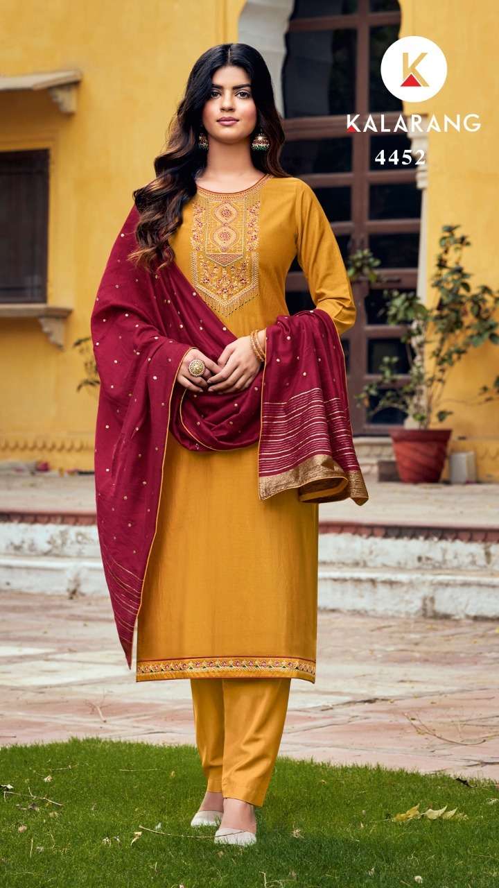 MAHIMA BY KALARANG 4451 TO 4454 SERIES BEAUTIFUL SUITS COLORFUL STYLISH FANCY CASUAL WEAR & ETHNIC WEAR PARAMPARA SILK DRESSES AT WHOLESALE PRICE