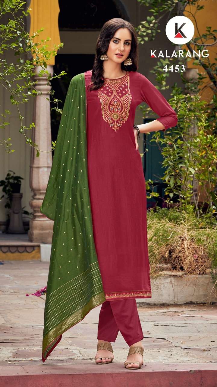 MAHIMA BY KALARANG 4451 TO 4454 SERIES BEAUTIFUL SUITS COLORFUL STYLISH FANCY CASUAL WEAR & ETHNIC WEAR PARAMPARA SILK DRESSES AT WHOLESALE PRICE