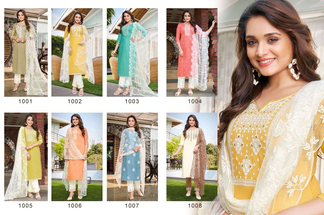 KASINO VOL-3 BY HARIYAALI 1001 TO 1008 SERIES BEAUTIFUL SUITS COLORFUL STYLISH FANCY CASUAL WEAR & ETHNIC WEAR VISCOSE SILK WITH WORK DRESSES AT WHOLESALE PRICE