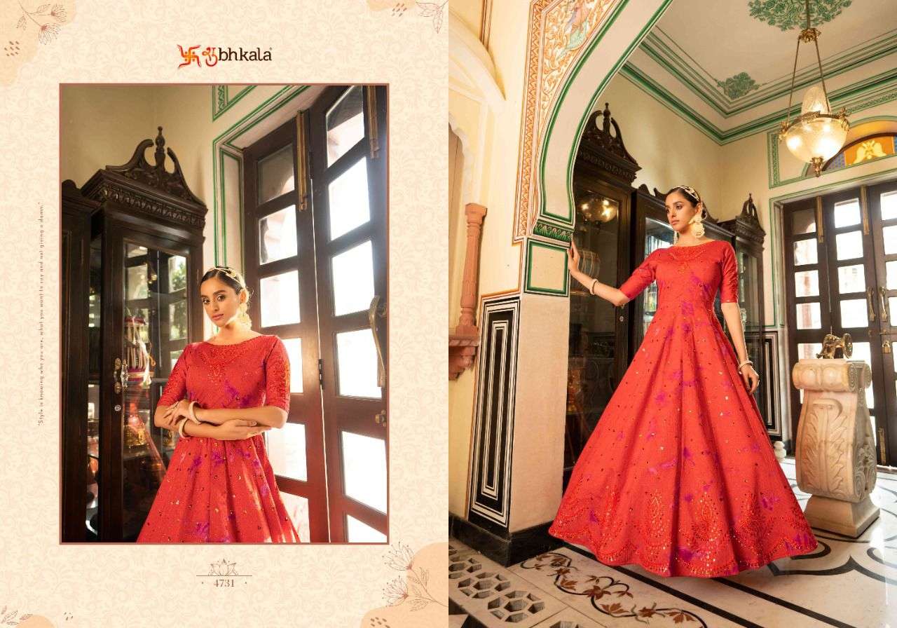 Flory Vol-20 By Shubhkala 4731 To 4738 Series Beautiful Stylish Fancy Colorful Casual Wear & Ethnic Wear Cotton Gowns At Wholesale Price