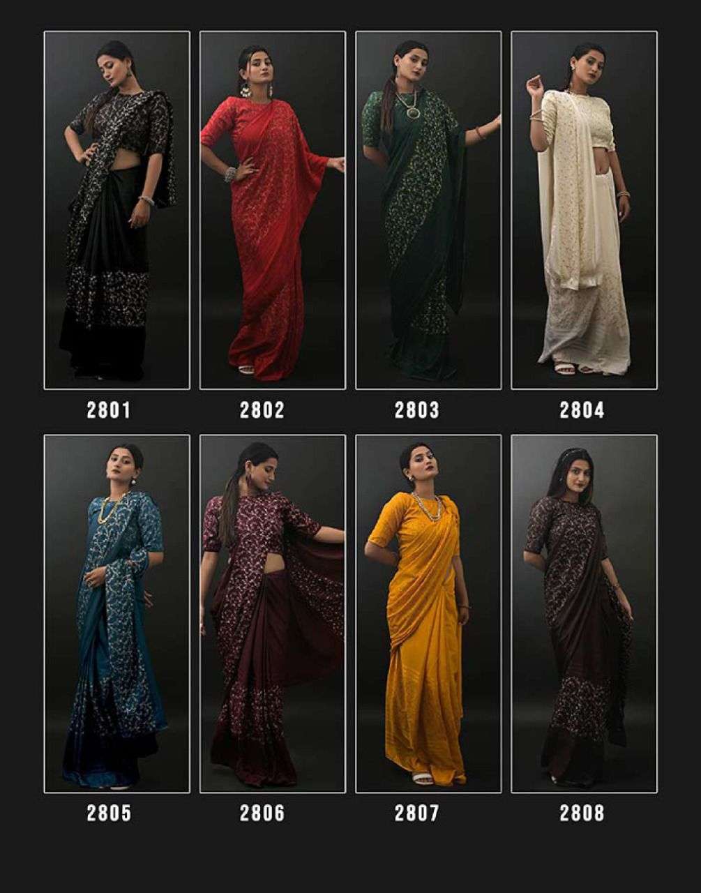 DARK CHINON BY ASHIMA 2801 TO 2808 SERIES INDIAN TRADITIONAL WEAR COLLECTION BEAUTIFUL STYLISH FANCY COLORFUL PARTY WEAR & OCCASIONAL WEAR CHINNON SAREES AT WHOLESALE PRICE