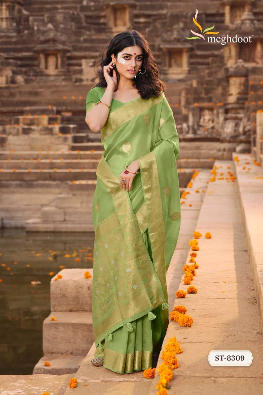 SHUDDHI BY MEGHDOOT 8309 TO 8316 SERIES INDIAN TRADITIONAL WEAR COLLECTION BEAUTIFUL STYLISH FANCY COLORFUL PARTY WEAR & OCCASIONAL WEAR SOFT SILK SAREES AT WHOLESALE PRICE