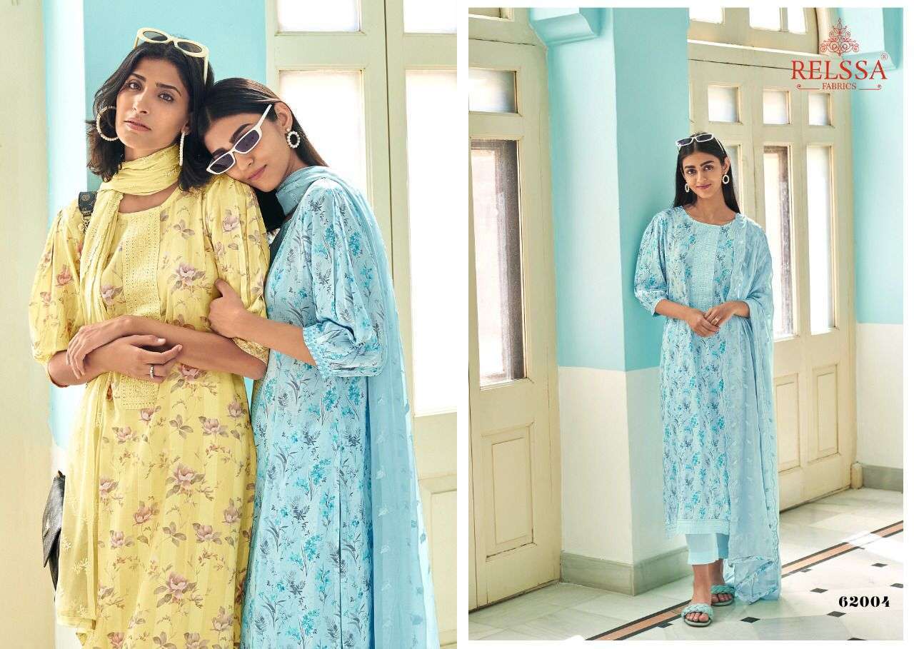 RUBINA VOL-8 BY RELSSA FABRICS 62001 TO 62008 SERIES BEAUTIFUL SUITS COLORFUL STYLISH FANCY CASUAL WEAR & ETHNIC WEAR PURE MODAL COTTON PRINT DRESSES AT WHOLESALE PRICE