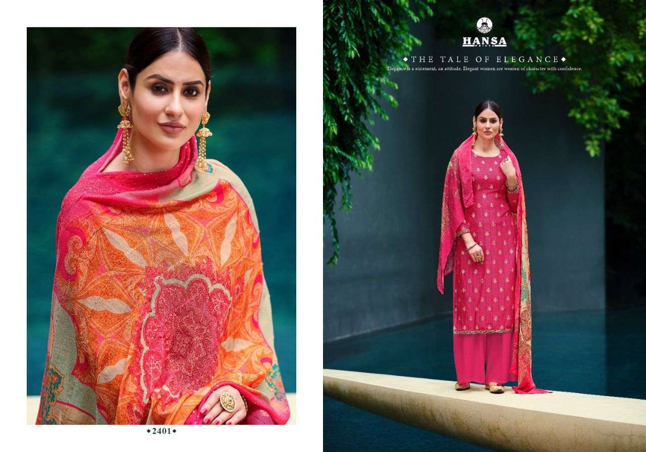 ANAAYA BY HANSA PRINTS 2401 TO 2406 SERIES BEAUTIFUL SUITS COLORFUL STYLISH FANCY CASUAL WEAR & ETHNIC WEAR DOLA JACQUARD DRESSES AT WHOLESALE PRICE