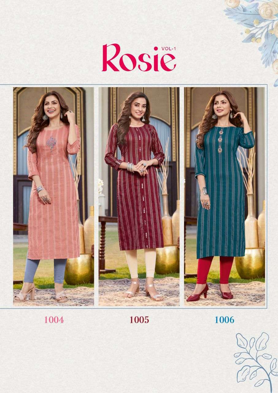ROSIE VOL-1 BY KEELO 1001 TO 1006 SERIES DESIGNER STYLISH FANCY COLORFUL BEAUTIFUL PARTY WEAR & ETHNIC WEAR COLLECTION VISCOSE KURTIS AT WHOLESALE PRICE