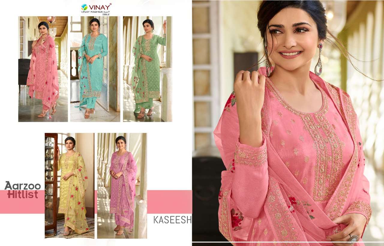 KASEESH AARZOO HITLIST BY VINAY FASHION BEAUTIFUL STYLISH SUITS FANCY COLORFUL CASUAL WEAR & ETHNIC WEAR & READY TO WEAR DOLA JACQUARD DRESSES AT WHOLESALE PRICE