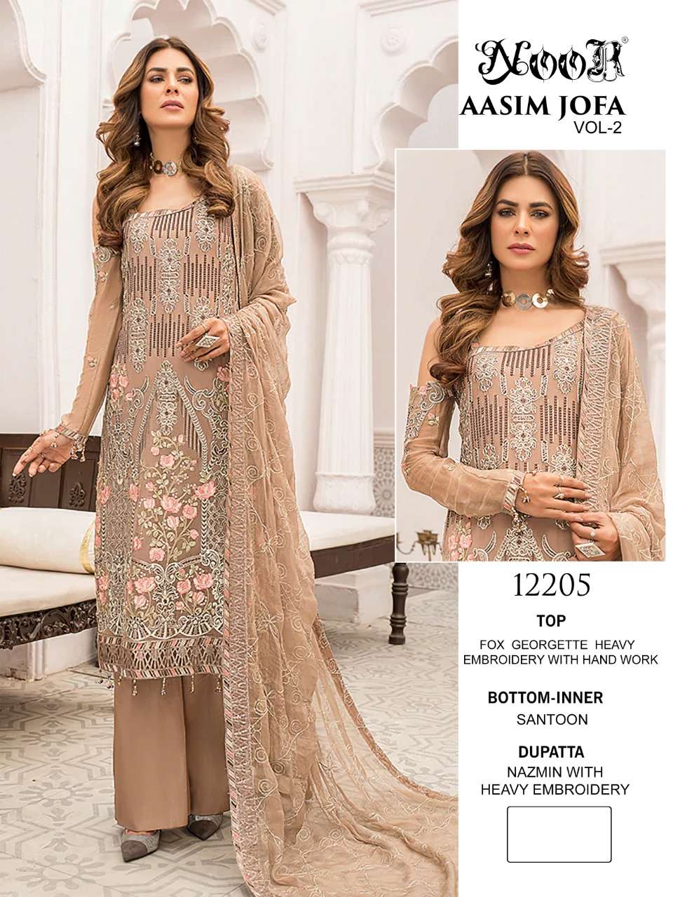 Aasim Jofa Vol-2 By Noor 12204 To 12206 Series Beautiful Pakistani Suits Stylish Colorful Fancy Casual Wear & Ethnic Wear Faux Georgette Embroidered Dresses At Wholesale Price
