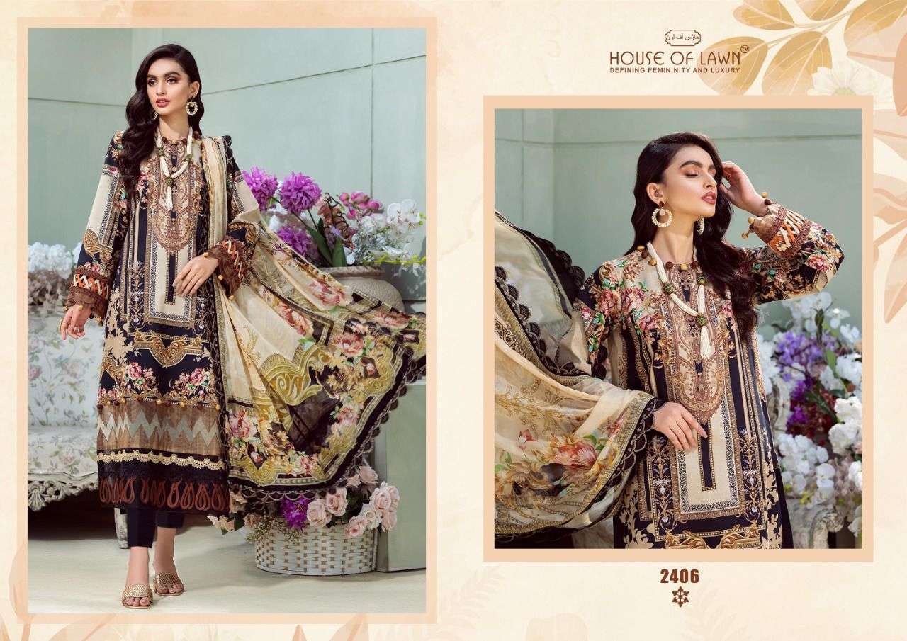 FIRDOUS REMIX BY HOUSE OF LAWN 2401 TO 2407 SERIES BEAUTIFUL PAKISTANI SUITS COLORFUL STYLISH FANCY CASUAL WEAR & ETHNIC WEAR PURE COTTON DRESSES AT WHOLESALE PRICE