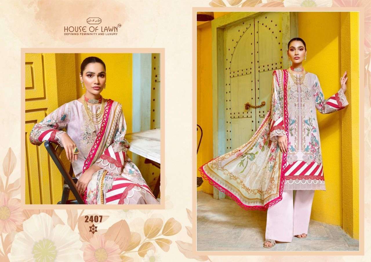FIRDOUS REMIX BY HOUSE OF LAWN 2401 TO 2407 SERIES BEAUTIFUL PAKISTANI SUITS COLORFUL STYLISH FANCY CASUAL WEAR & ETHNIC WEAR PURE COTTON DRESSES AT WHOLESALE PRICE