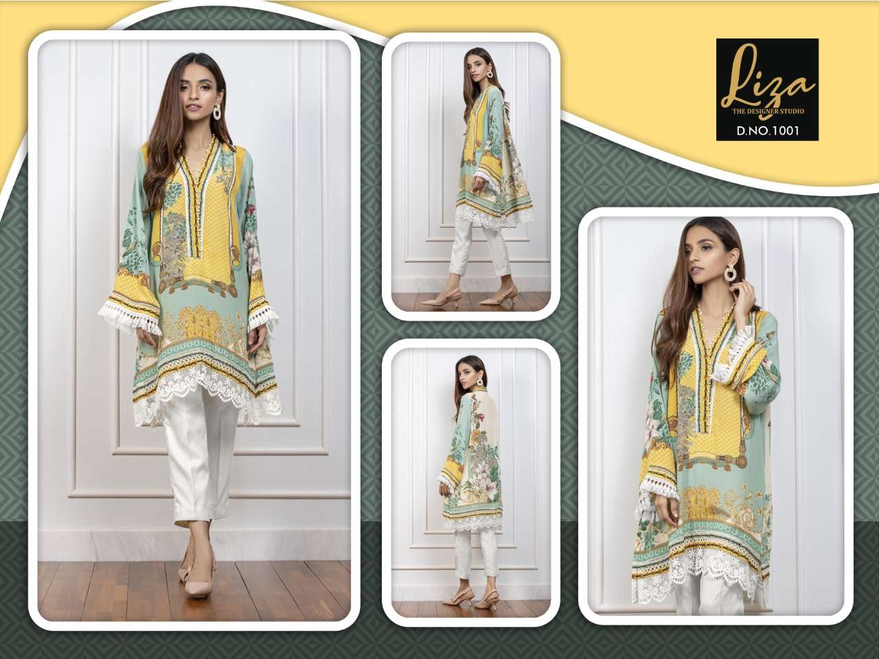 LIZA-1001 BY LIZA DESIGNER STYLISH FANCY COLORFUL BEAUTIFUL PARTY WEAR & ETHNIC WEAR COLLECTION MUSLIN KURTIS WITH BOTTOM AT WHOLESALE PRICE