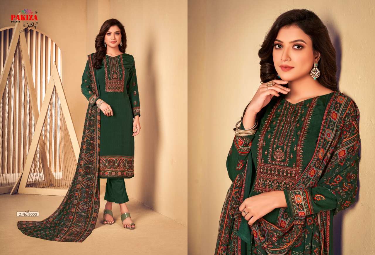 VOLUME VOL-8 BY PAKIZA PRINTS 8001 TO 8010 SERIES BEAUTIFUL SUITS COLORFUL STYLISH FANCY CASUAL WEAR & ETHNIC WEAR CREPE DRESSES AT WHOLESALE PRICE
