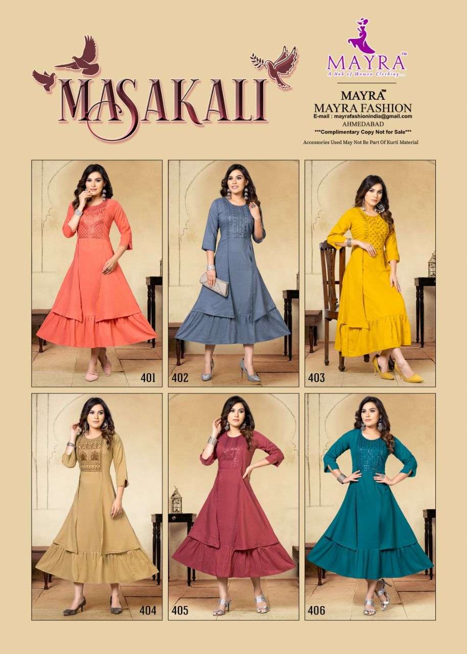 MASAKALI BY MAYRA 101 TO 106 SERIES DESIGNER STYLISH FANCY COLORFUL BEAUTIFUL PARTY WEAR & ETHNIC WEAR COLLECTION SLUB KURTIS AT WHOLESALE PRICE