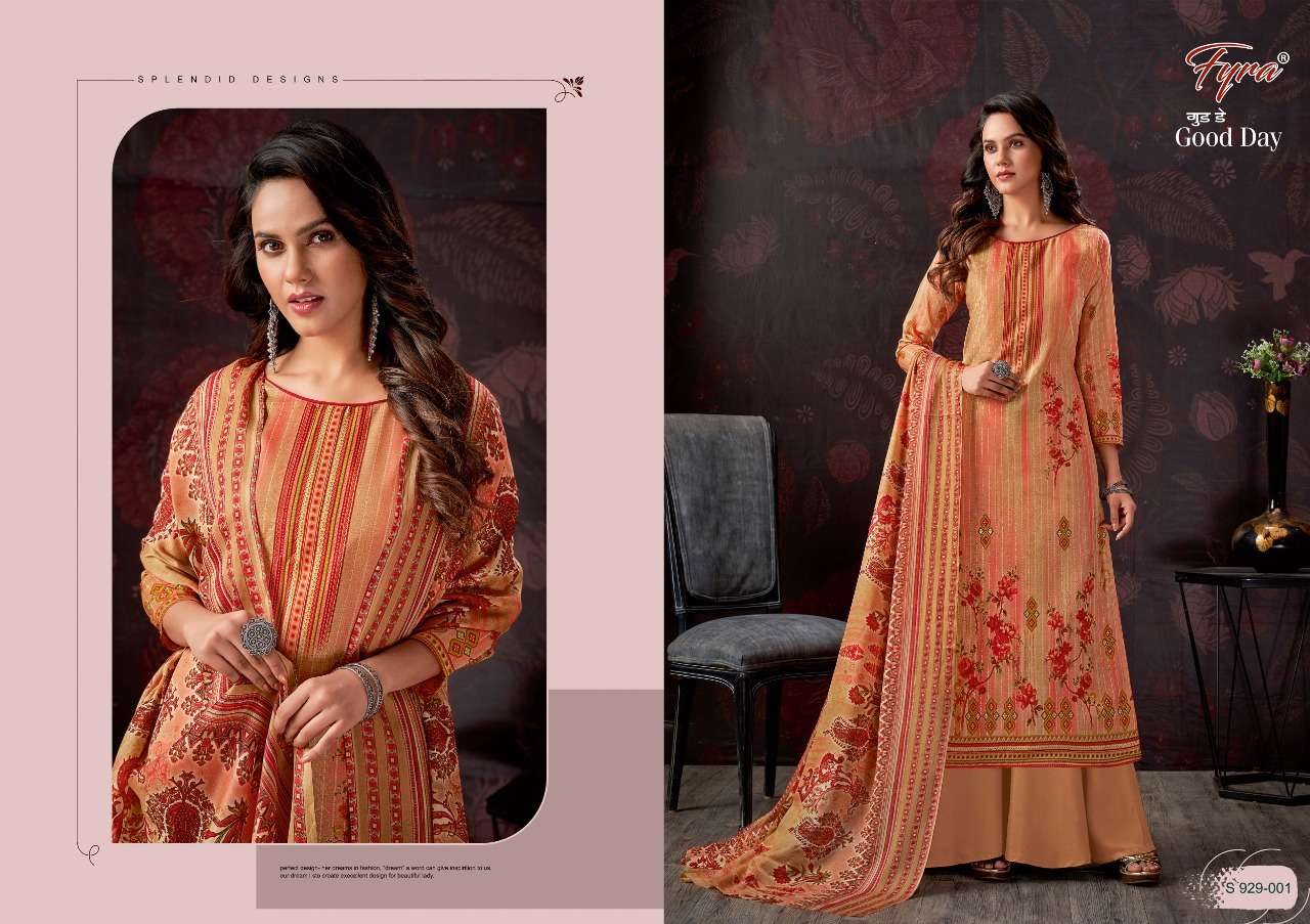 GOOD DAY 929 SERIES BY FYRA 929-001 TO 929-010 SERIES BEAUTIFUL SUITS COLORFUL STYLISH FANCY CASUAL WEAR & ETHNIC WEAR PURE COTTON PRINT DRESSES AT WHOLESALE PRICE