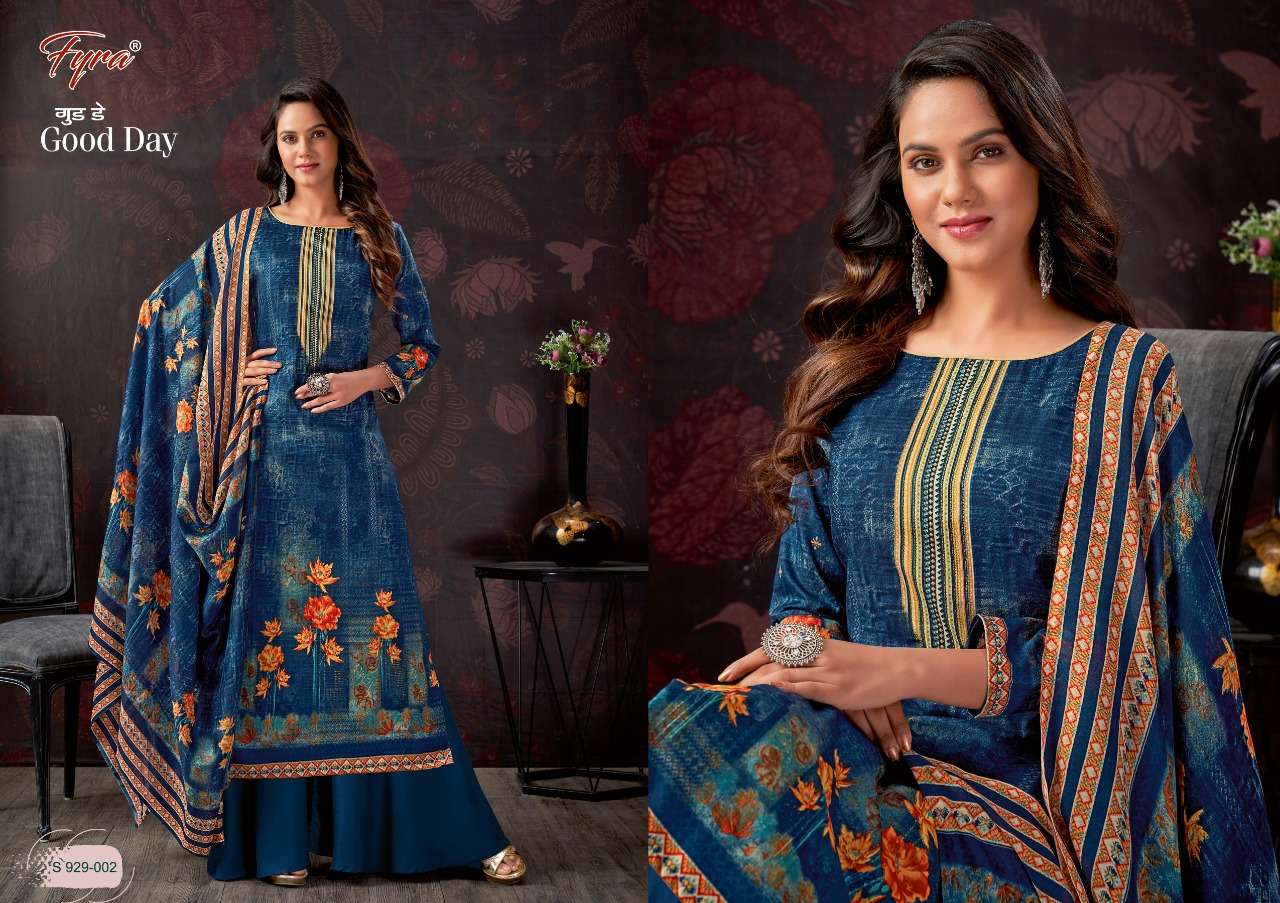 GOOD DAY 929 SERIES BY FYRA 929-001 TO 929-010 SERIES BEAUTIFUL SUITS COLORFUL STYLISH FANCY CASUAL WEAR & ETHNIC WEAR PURE COTTON PRINT DRESSES AT WHOLESALE PRICE