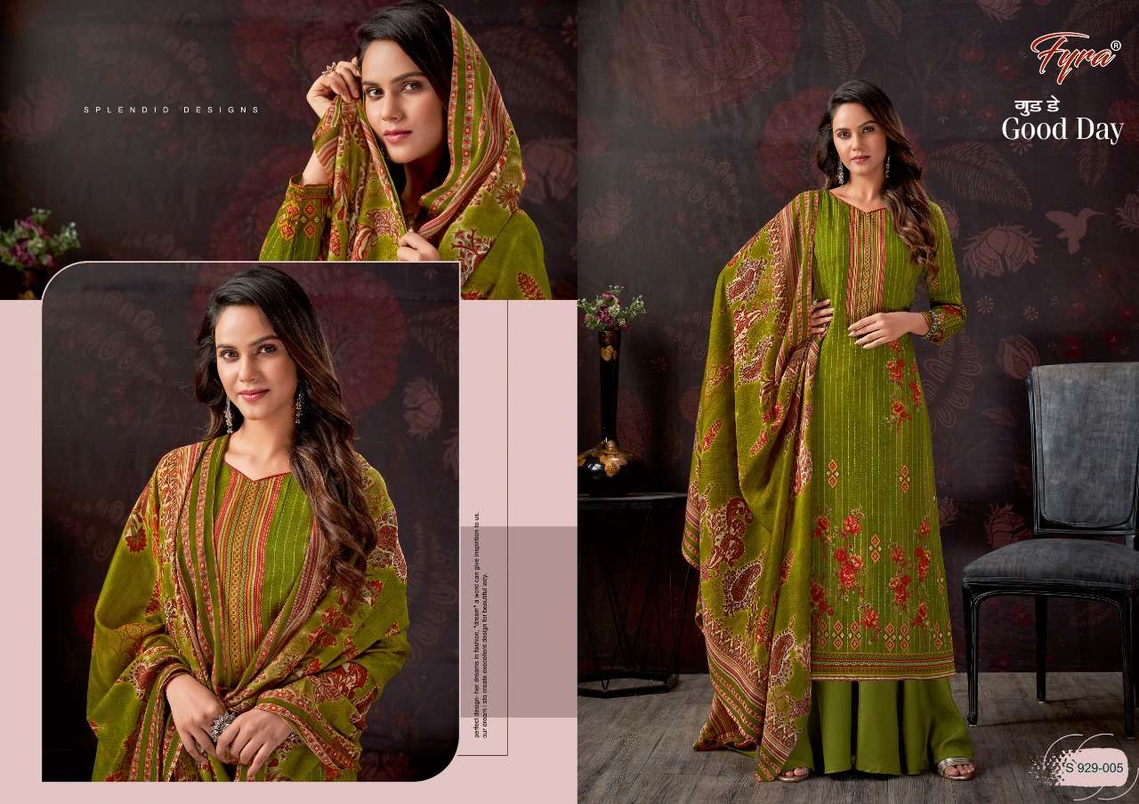 GOOD DAY 929 SERIES BY FYRA 929-001 TO 929-010 SERIES BEAUTIFUL SUITS COLORFUL STYLISH FANCY CASUAL WEAR & ETHNIC WEAR PURE COTTON PRINT DRESSES AT WHOLESALE PRICE