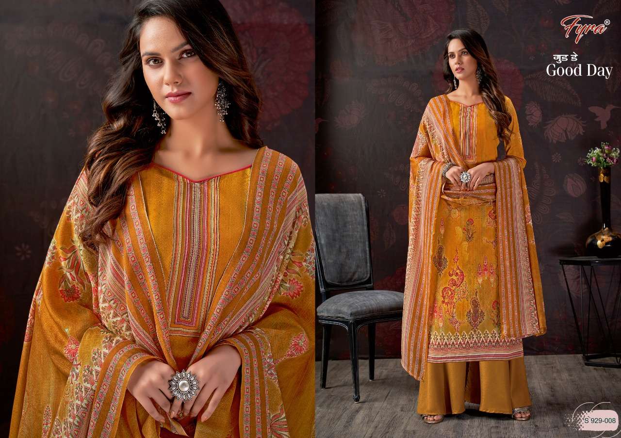GOOD DAY 929 SERIES BY FYRA 929-001 TO 929-010 SERIES BEAUTIFUL SUITS COLORFUL STYLISH FANCY CASUAL WEAR & ETHNIC WEAR PURE COTTON PRINT DRESSES AT WHOLESALE PRICE