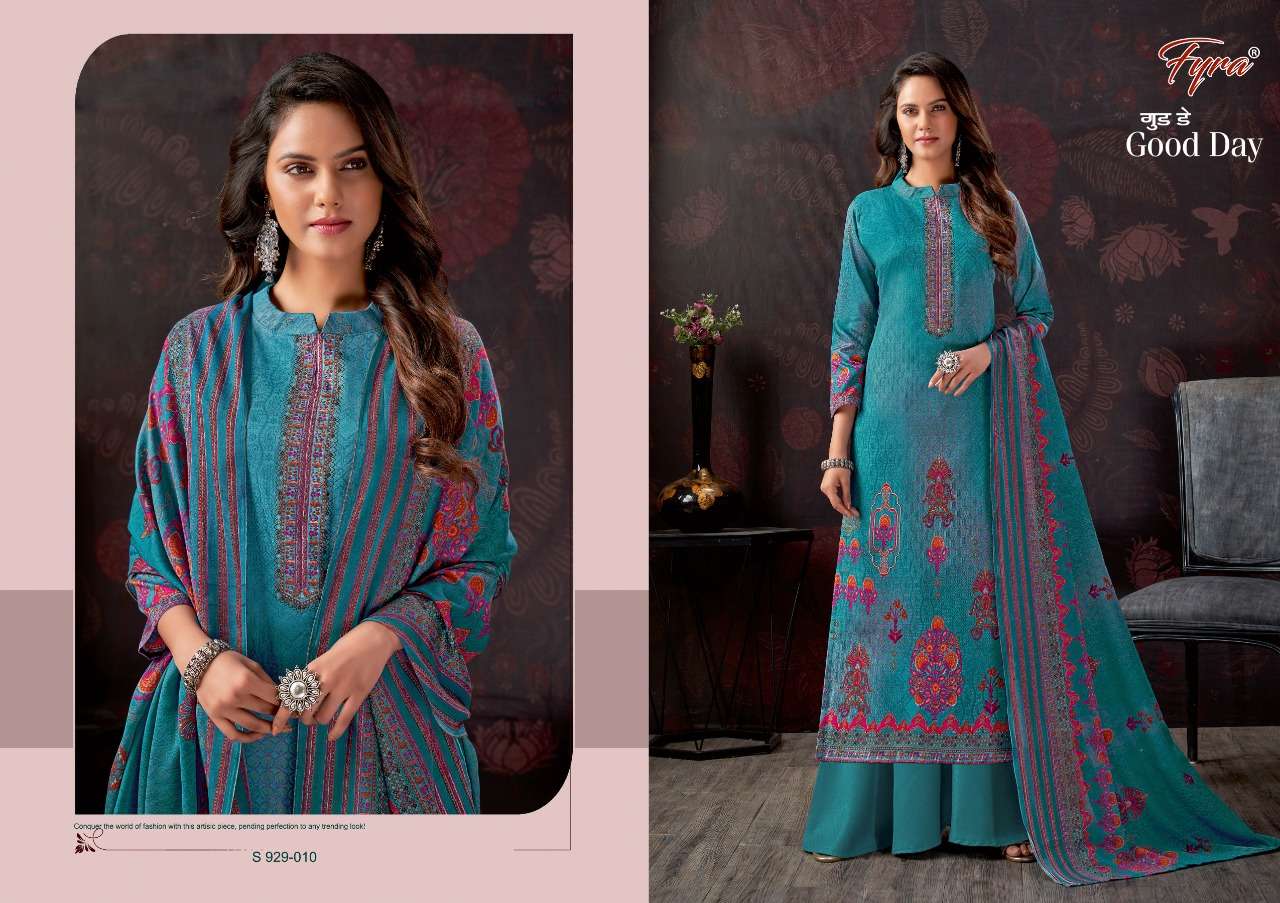 GOOD DAY 929 SERIES BY FYRA 929-001 TO 929-010 SERIES BEAUTIFUL SUITS COLORFUL STYLISH FANCY CASUAL WEAR & ETHNIC WEAR PURE COTTON PRINT DRESSES AT WHOLESALE PRICE