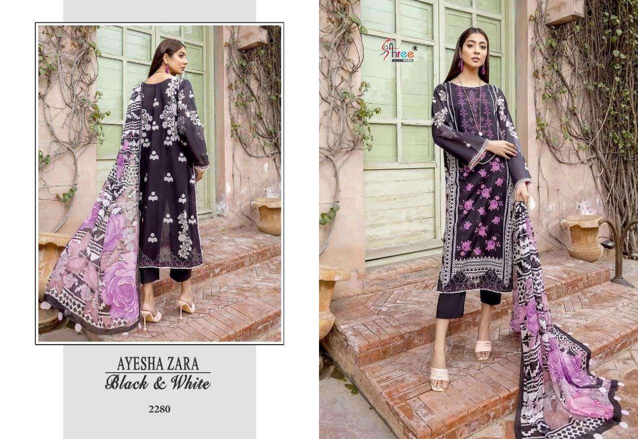 AYESHA ZARA BLACK AND WHITE BY SHREE FABS 2280 TO 2284 SERIES BEAUTIFUL SUITS STYLISH COLORFUL AYESHA ZARA BLACK AND WHITE BY SHREE FABS 2280 TO 2284 SERIES BEAUTIFUL SUITS STYLISH COLORFUL