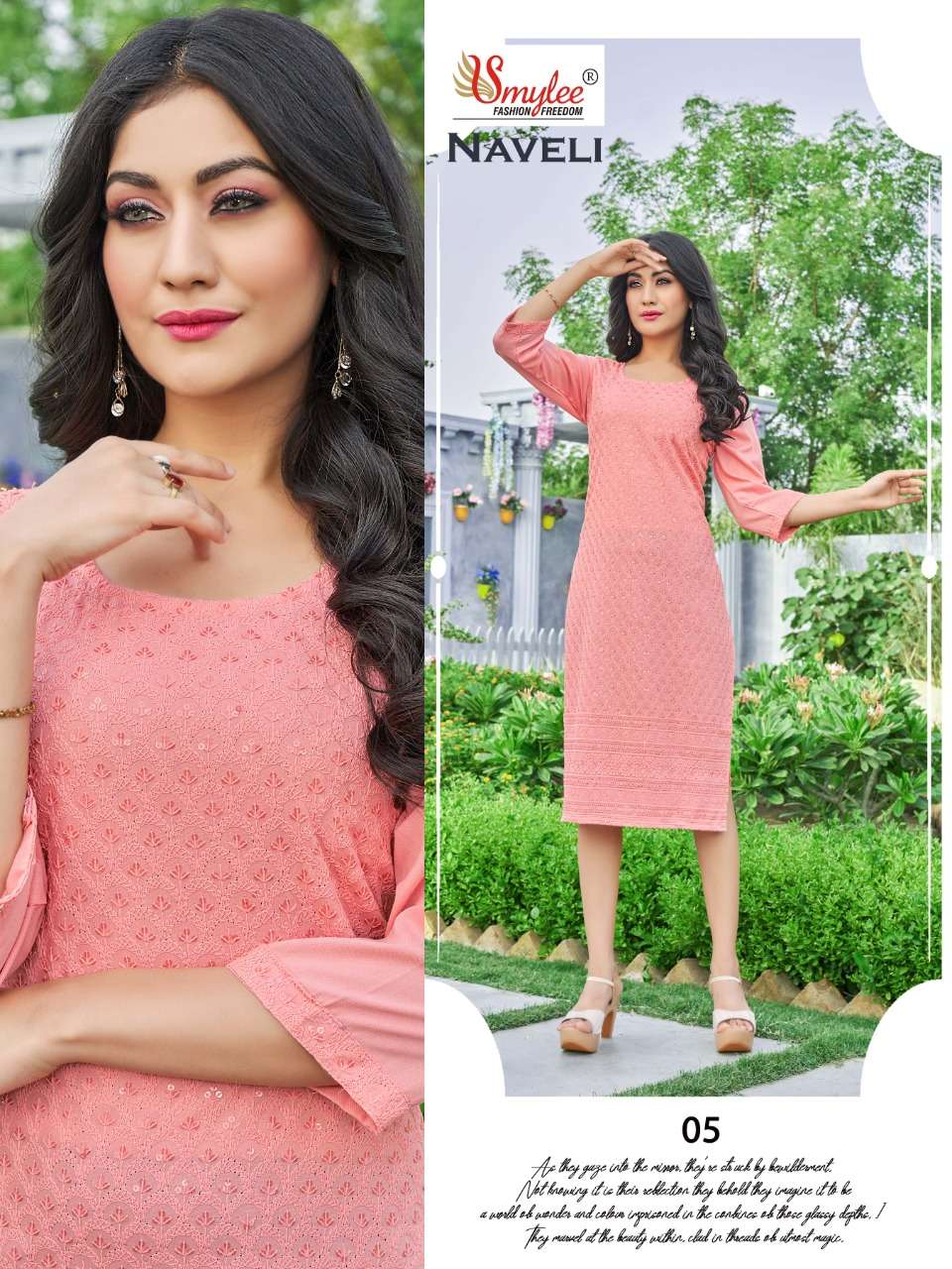 NAVELI BY SMYLEE 1001 TO 1008 SERIES DESIGNER STYLISH FANCY COLORFUL BEAUTIFUL PARTY WEAR & ETHNIC WEAR COLLECTION PURE RAYON KURTIS AT WHOLESALE PRICE