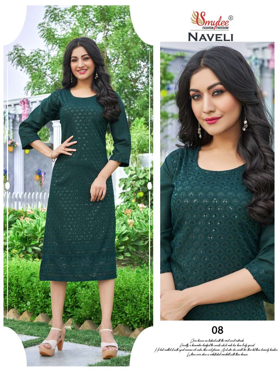 NAVELI BY SMYLEE 1001 TO 1008 SERIES DESIGNER STYLISH FANCY COLORFUL BEAUTIFUL PARTY WEAR & ETHNIC WEAR COLLECTION PURE RAYON KURTIS AT WHOLESALE PRICE
