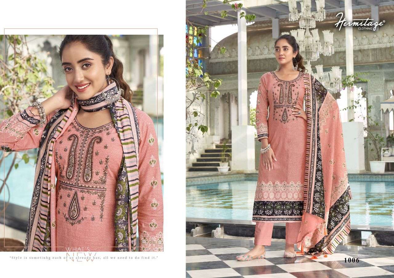 AZAL BY HERMITAGE 1001 TO 1008 SERIES BEAUTIFUL SUITS COLORFUL STYLISH FANCY CASUAL WEAR & ETHNIC WEAR CAMBRIC COTTON EMBROIDERED DRESSES AT WHOLESALE PRICE