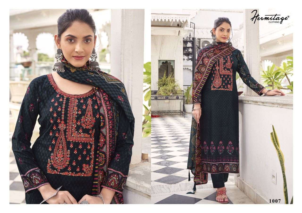 AZAL BY HERMITAGE 1001 TO 1008 SERIES BEAUTIFUL SUITS COLORFUL STYLISH FANCY CASUAL WEAR & ETHNIC WEAR CAMBRIC COTTON EMBROIDERED DRESSES AT WHOLESALE PRICE