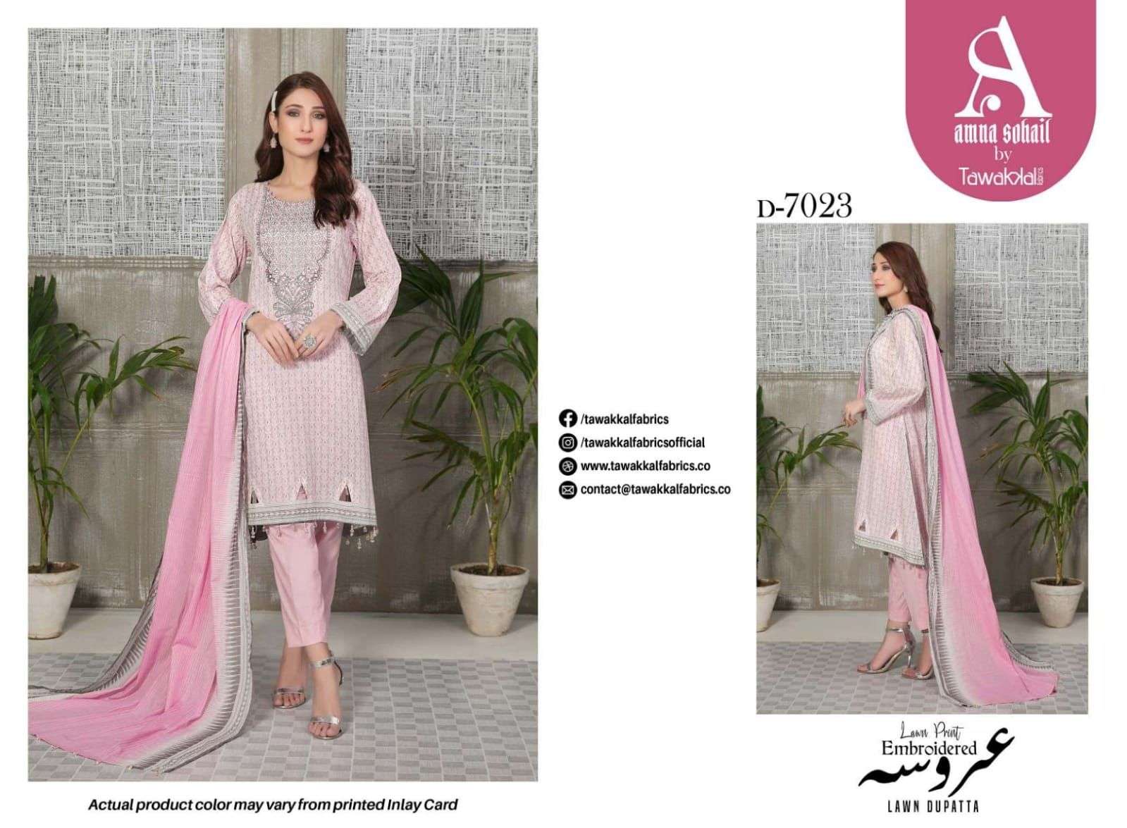AROOSA BY TAWAKKAL FAB 7011 TO 7024 SERIES BEAUTIFUL PAKISTANI SUITS COLORFUL STYLISH FANCY CASUAL WEAR & ETHNIC WEAR FANCY DRESSES AT WHOLESALE PRICE