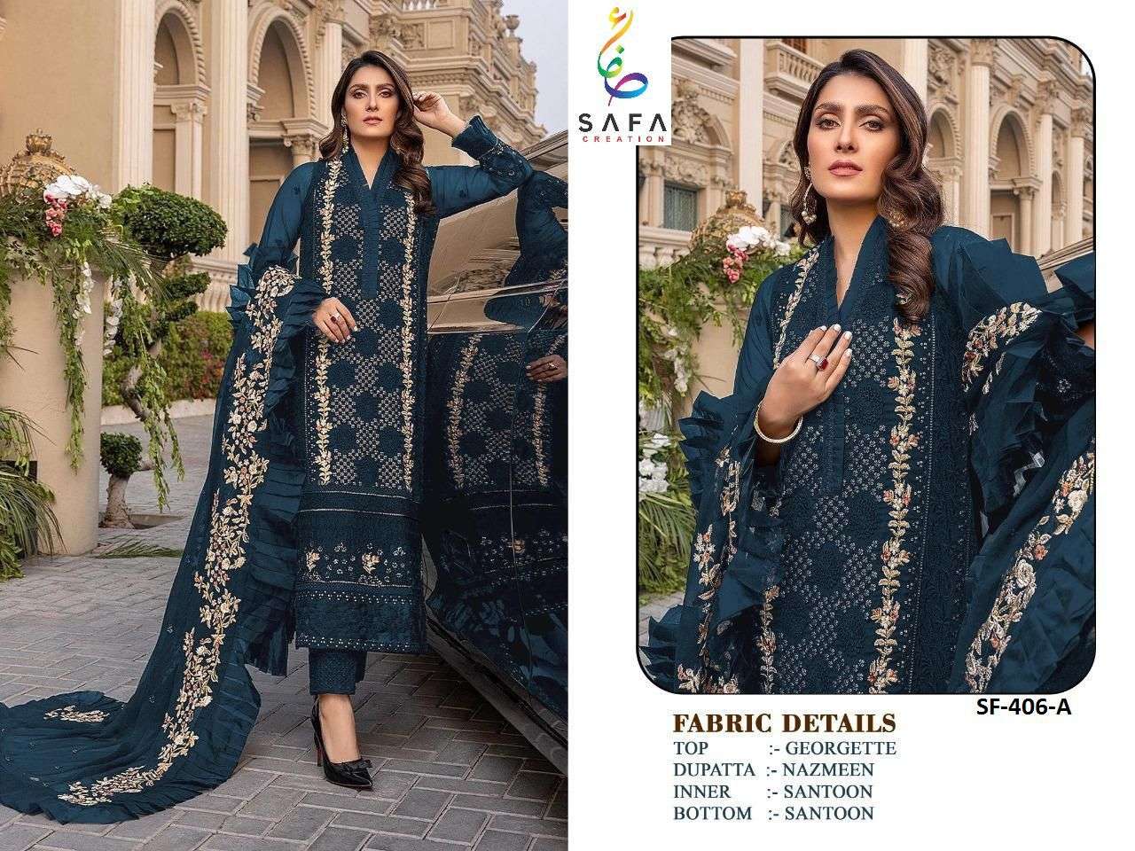 SF-406 COLOURS BY SAFA CREATION BEAUTIFUL PAKISTANI SUITS COLORFUL STYLISH FANCY CASUAL WEAR & ETHNIC WEAR FAUX GEORGETTE DRESSES AT WHOLESALE PRICE