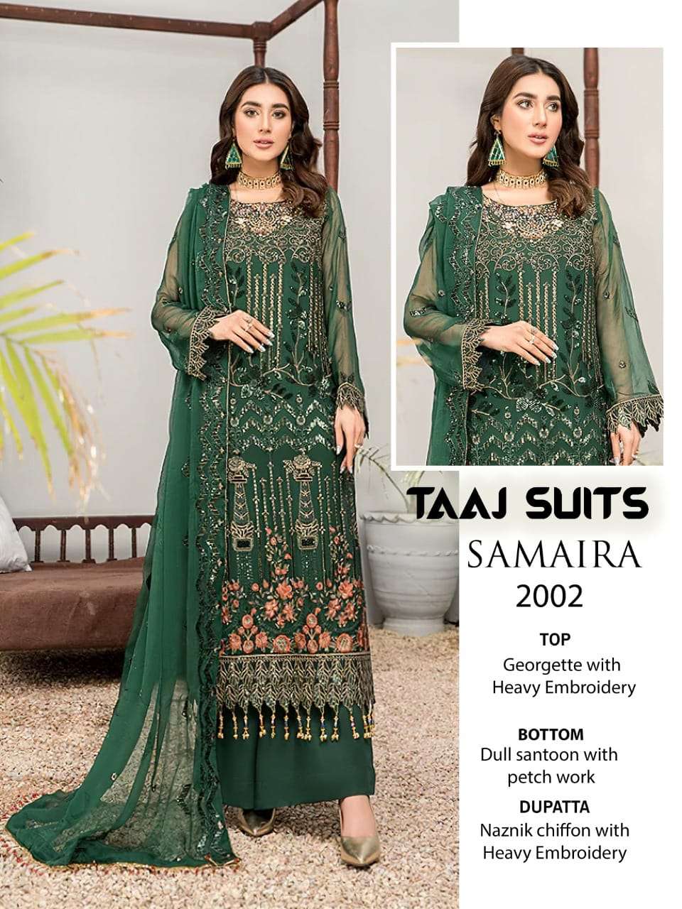 SAMAIRA BY TAAJ SUITS 2001 TO 2003 SERIES BEAUTIFUL PAKISTANI SUITS COLORFUL STYLISH FANCY CASUAL WEAR & ETHNIC WEAR GEORGETTE EMBROIDERED DRESSES AT WHOLESALE PRICE