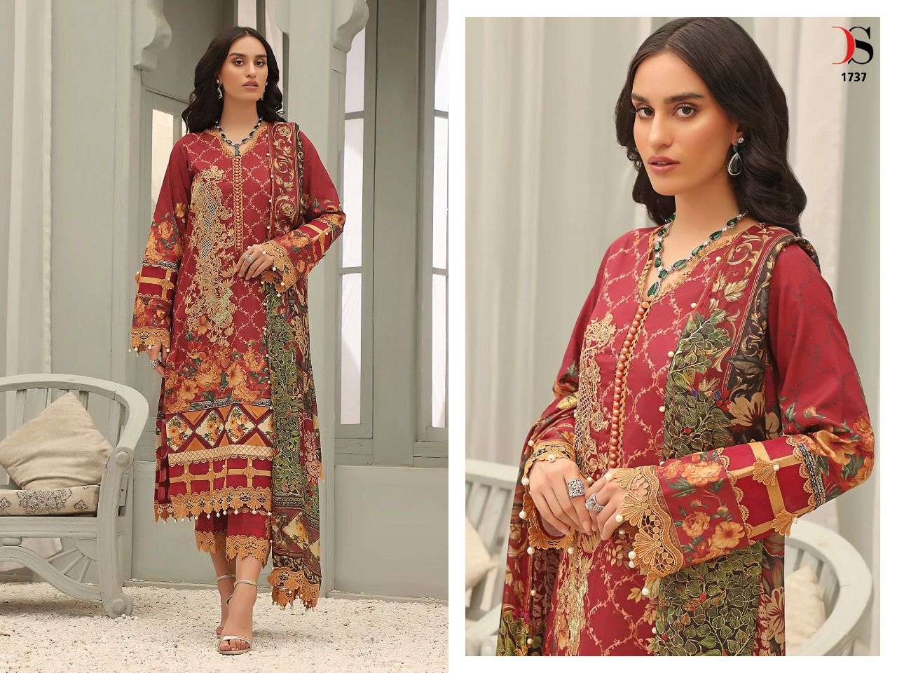 FIRDOUS QUEENS COURT BY DEEPSY SUITS 1731 TO 1738 SERIES BEAUTIFUL PAKISTANI SUITS COLORFUL STYLISH FANCY CASUAL WEAR & ETHNIC WEAR PURE COTTON DRESSES AT WHOLESALE PRICE