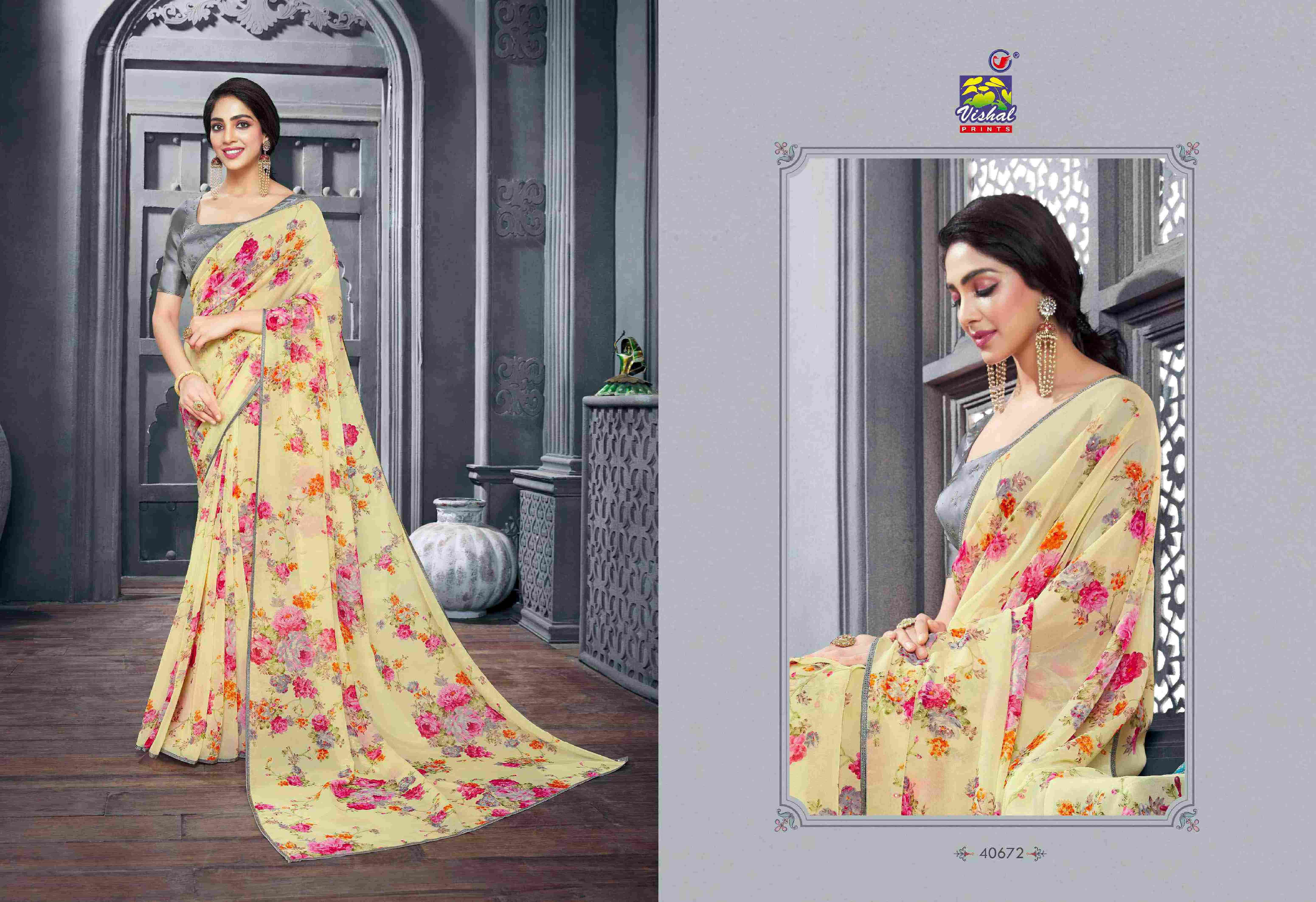 SWETA BY VISHAL PRINTS 40671 TO 40676 SERIES INDIAN TRADITIONAL WEAR COLLECTION BEAUTIFUL STYLISH FANCY COLORFUL PARTY WEAR & OCCASIONAL WEAR FANCY SAREES AT WHOLESALE PRICE