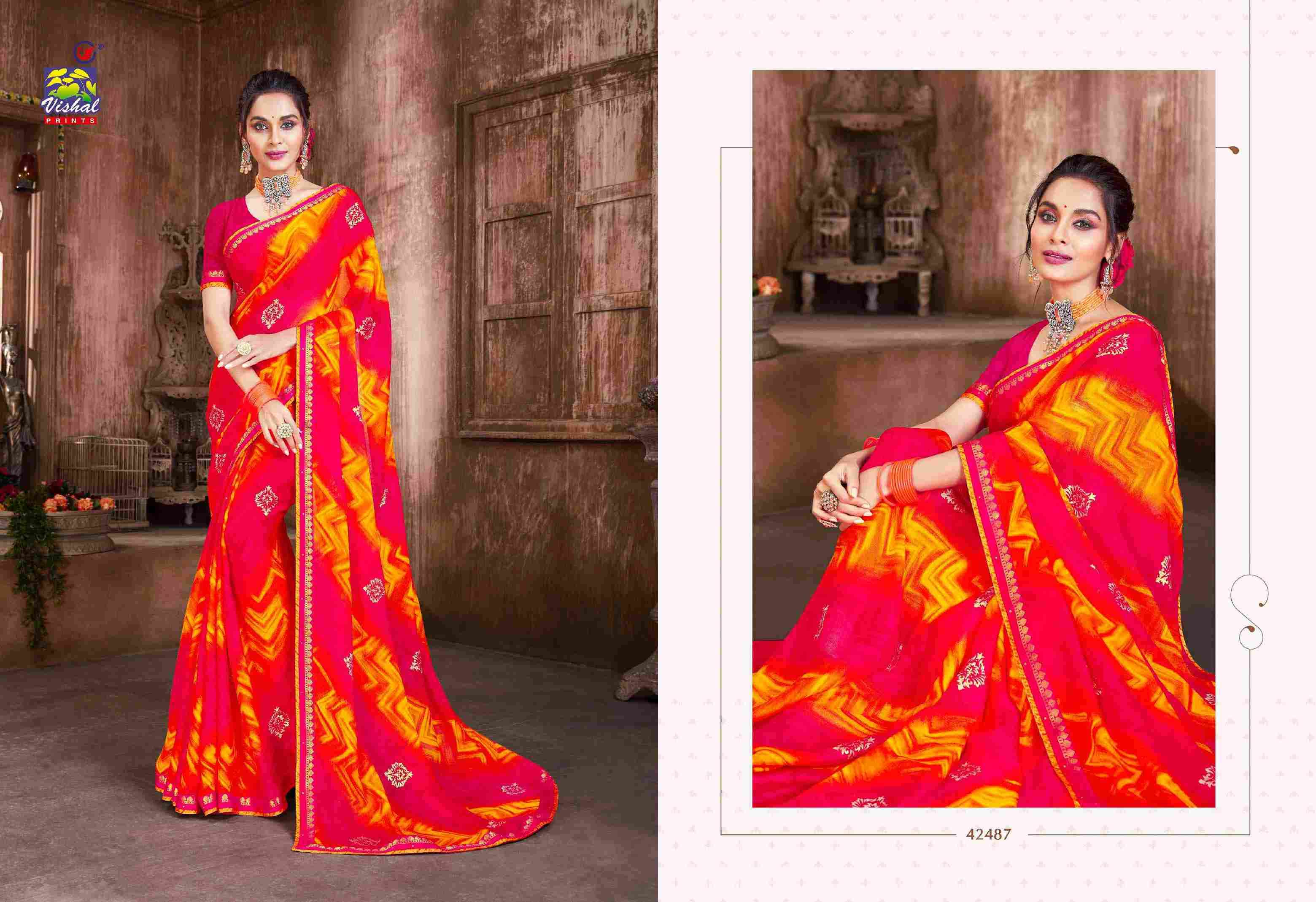 RANG BARSE VOL-2 BY VISHAL PRINTS 42480 TO 42497 SERIES INDIAN TRADITIONAL WEAR COLLECTION BEAUTIFUL STYLISH FANCY COLORFUL PARTY WEAR & OCCASIONAL WEAR FANCY SAREES AT WHOLESALE PRICE