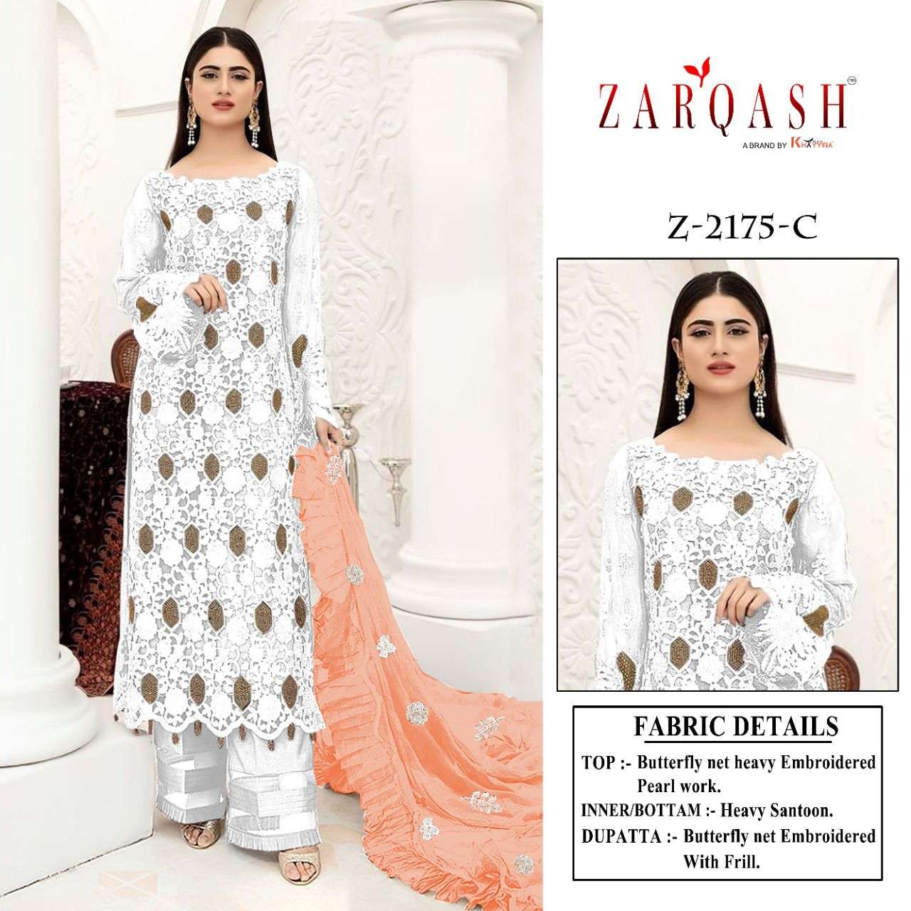 Zarqash Hit Design 2175 Colours By Zarqash 2175-A To 2175-D Series Designer Festive Pakistani Suits Collection Beautiful Stylish Fancy Colorful Party Wear & Occasional Wear Butterfly Net Embroidered Dresses At Wholesale Price