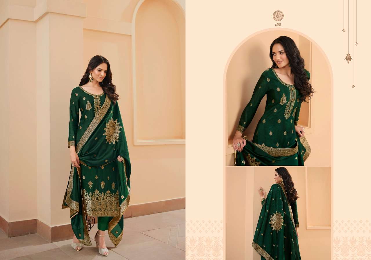 SILKY VOL-2 BY CHARMY 4251 TO 4256 SERIES BEAUTIFUL SUITS COLORFUL STYLISH FANCY CASUAL WEAR & ETHNIC WEAR BEMBERG SILK DRESSES AT WHOLESALE PRICE