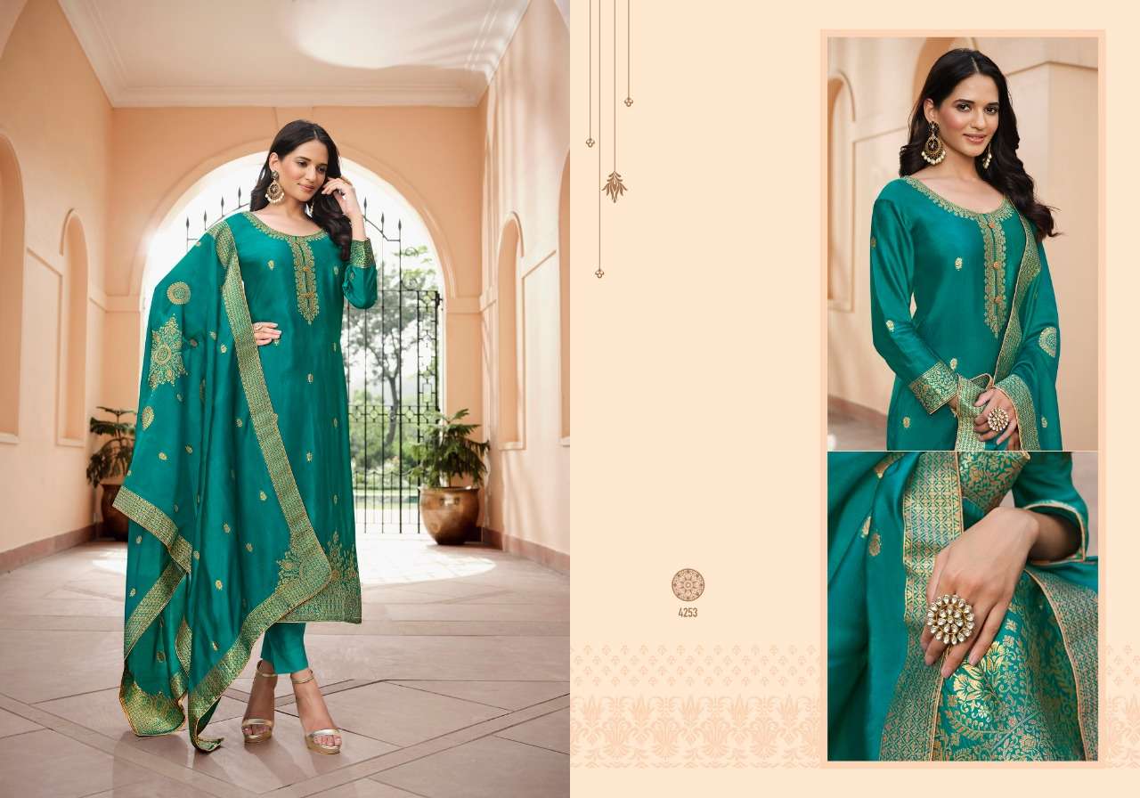 SILKY VOL-2 BY CHARMY 4251 TO 4256 SERIES BEAUTIFUL SUITS COLORFUL STYLISH FANCY CASUAL WEAR & ETHNIC WEAR BEMBERG SILK DRESSES AT WHOLESALE PRICE