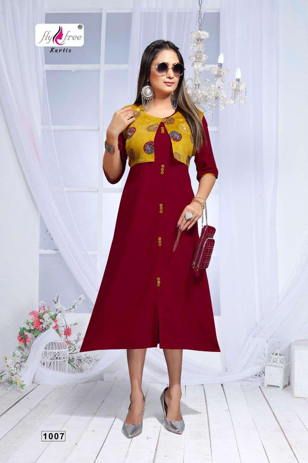 KITTY PARTY VOL-2 BY FLY FREE 1001 TO 1008 SERIES DESIGNER STYLISH FANCY COLORFUL BEAUTIFUL PARTY WEAR & ETHNIC WEAR COLLECTION HEAVY RAYON KURTIS AT WHOLESALE PRICE
