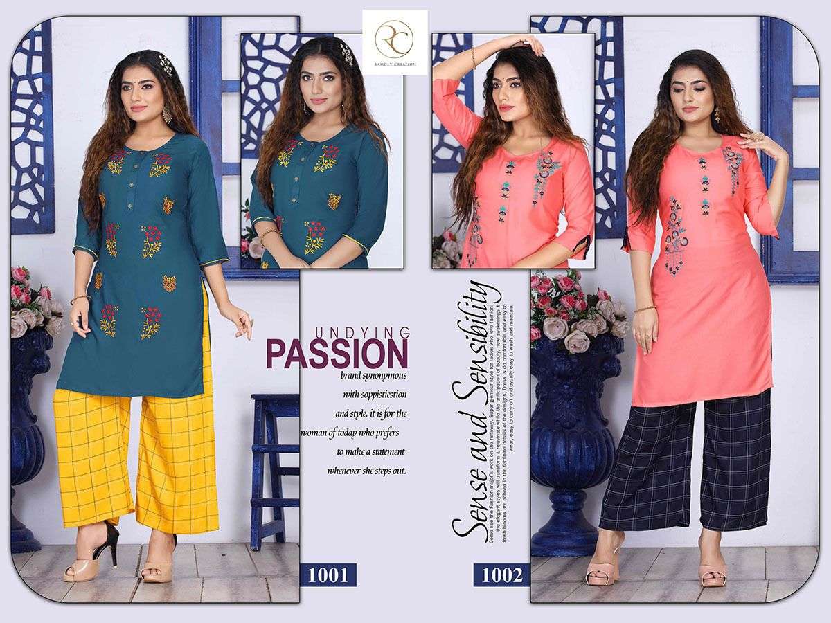MISHREE BY RC 1001 TO 1008 SERIES DESIGNER STYLISH FANCY COLORFUL BEAUTIFUL PARTY WEAR & ETHNIC WEAR COLLECTION RAYON EMBROIDERED KURTIS WITH BOTTOM AT WHOLESALE PRICE