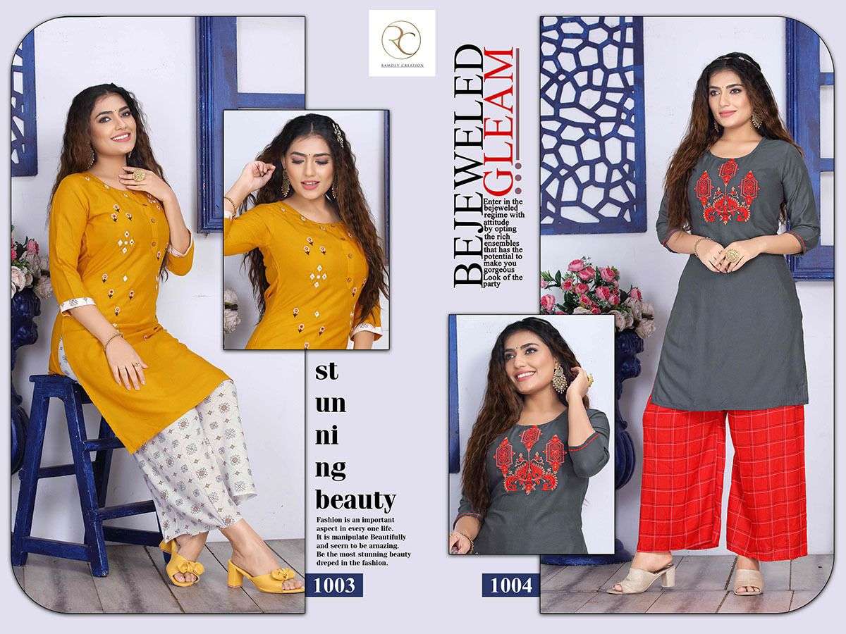 MISHREE BY RC 1001 TO 1008 SERIES DESIGNER STYLISH FANCY COLORFUL BEAUTIFUL PARTY WEAR & ETHNIC WEAR COLLECTION RAYON EMBROIDERED KURTIS WITH BOTTOM AT WHOLESALE PRICE