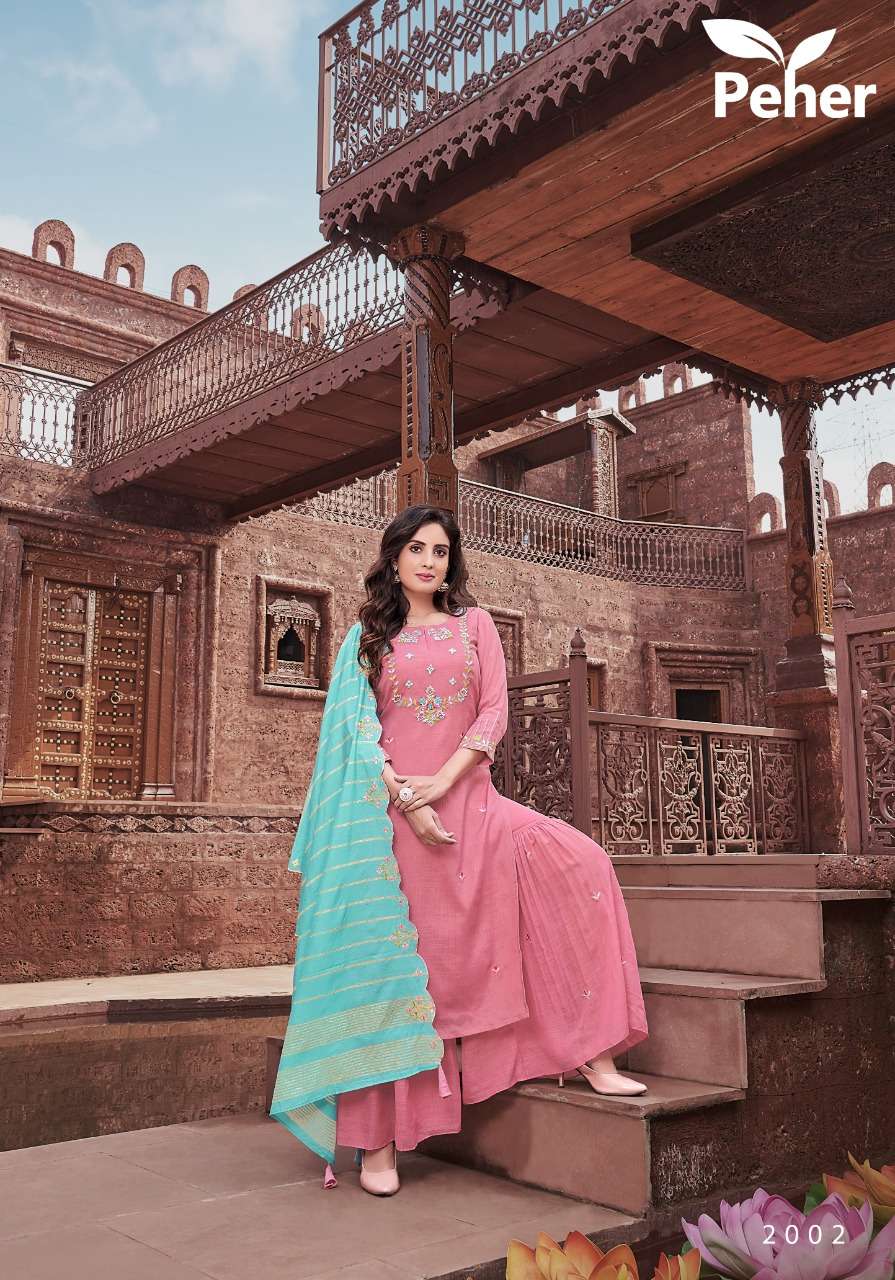 MANUSHI BY PEHER 2001 TO 2005 SERIES BEAUTIFUL SHARARA SUITS COLORFUL STYLISH FANCY CASUAL WEAR & ETHNIC WEAR LINEN VISCOSE DRESSES AT WHOLESALE PRICE