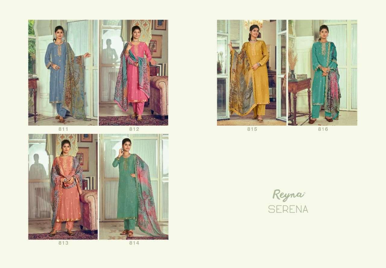 SERENA BY REYNA 811 TO 816 SERIES BEAUTIFUL SUITS COLORFUL STYLISH FANCY CASUAL WEAR & ETHNIC WEAR PURE SILK DRESSES AT WHOLESALE PRICE